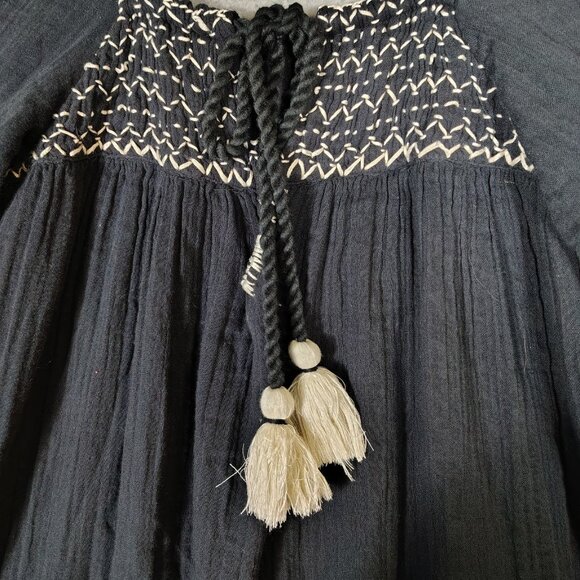 Free People I'm The One Maxi Dress Women's Medium Black Flounce Smocked Boho - Picture 12 of 12